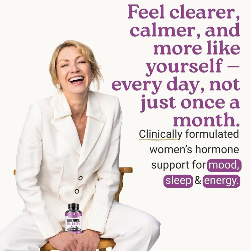 Adaptogen Herb Complex Hormone Balance Supplement, with Vitamin B6, for Reduces PMS, Menopause Symptoms & Metabolism, Vegan