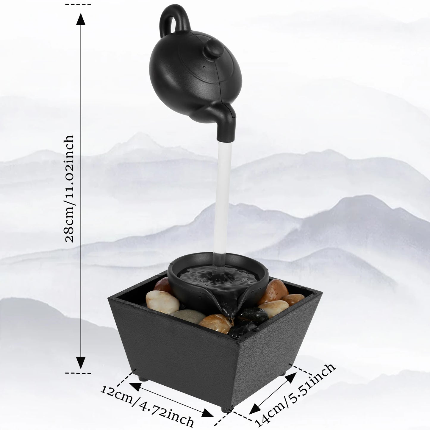 Tabletop Fountain Small Waterfall Fountain Desktop Decor With Light And Pebble USB Powered Sound Relaxation Fountain Ornament