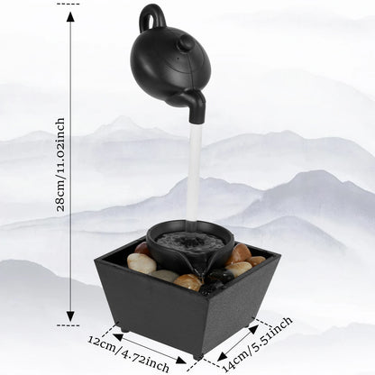 Tabletop Fountain Small Waterfall Fountain Desktop Decor With Light And Pebble USB Powered Sound Relaxation Fountain Ornament