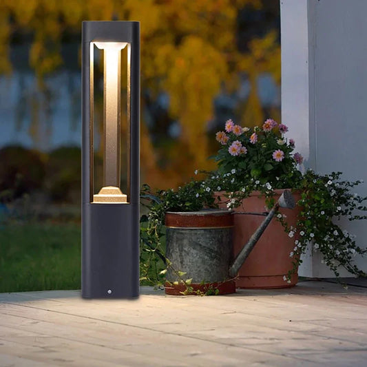 Outdoor LED Bollard Landscape Light Black Garden Pathway Lighting Fixtures Floor Lawn Lamp for Pillar Driveway Patio Yard Decora