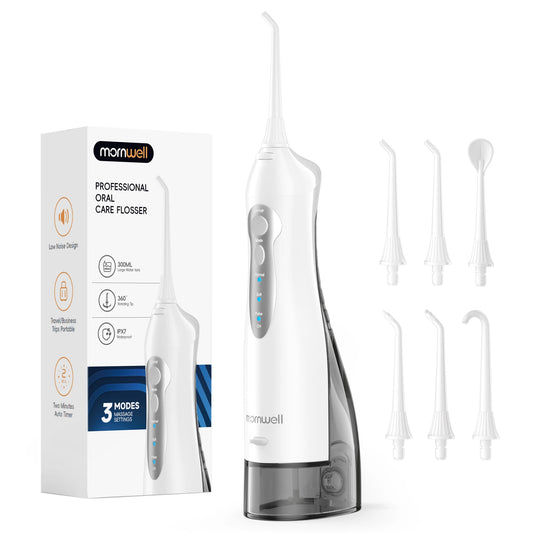 D52 Portable Cordless Water Flosser USB Rechargeable Water Jet Floss Tooth Pick 4 Jet Tip 300ml 3 Modes Teeth Clean for Travel
