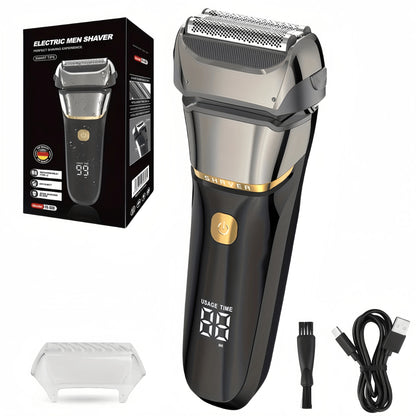 Electric Razor for Men, Wet & Dry Foil Shaver with 3-Blade & Edge Shaving Area, 7500 RPM High Speed Motor, Digital Power Display