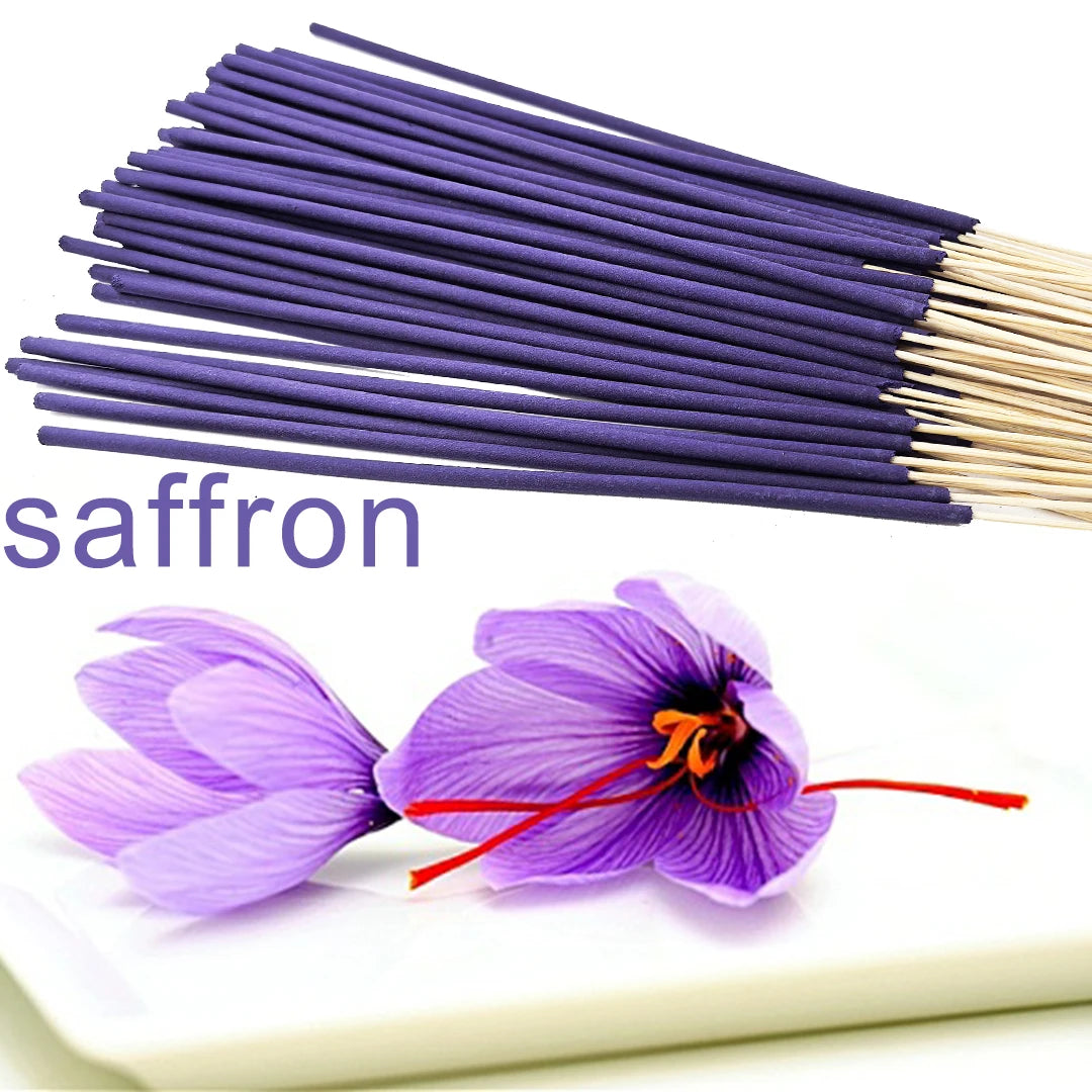 Wholesale 8.66-Inch Saffron Incense Sticks, Made of Natural Incense Powder, Purple Saffron Scent, Essential for Home Air Purification, Premium Selected Saffron Bamboo Stick Incense
