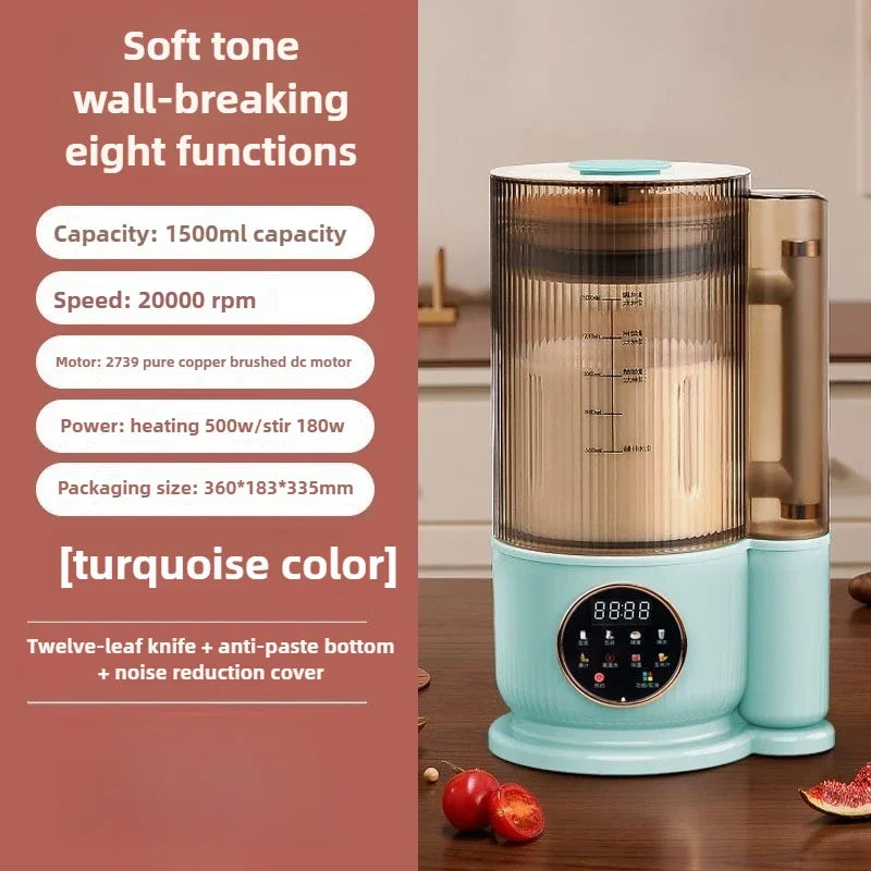 1500ML Electric Soy Milk Machine Wall Breaking  Automatic Intelligent Food Blender Fruit Juicer Blender Rice Paste Maker