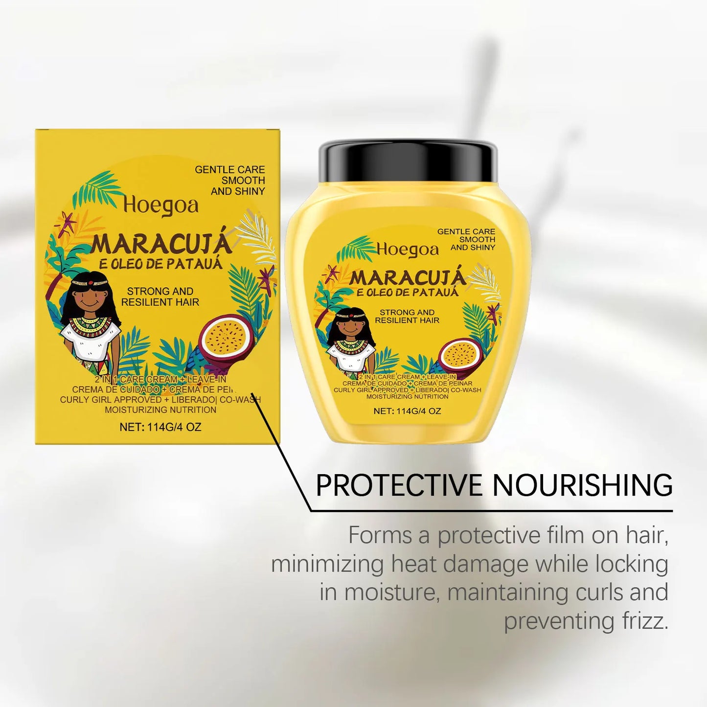 Leave-In Conditioner Cream with Plant Keratin & Argan Oil - Repairing & Frizz Control for Dry Damaged Curly Hair Shine Enhancer