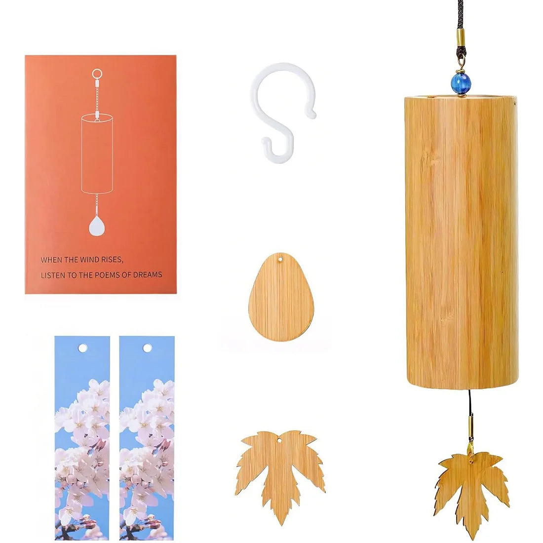 4 Chord Bamboo Wind Chimes,C G F D Chord Windbell Chime Bells,Gift for Music Lovers, Hanging Ornaments for Outdoors Courtyard