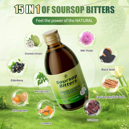 iMATCHME Herbs Soursop Bitters Liquid with Turmeric for Digestive Support & Immune Health – Vegan, Non-GMO