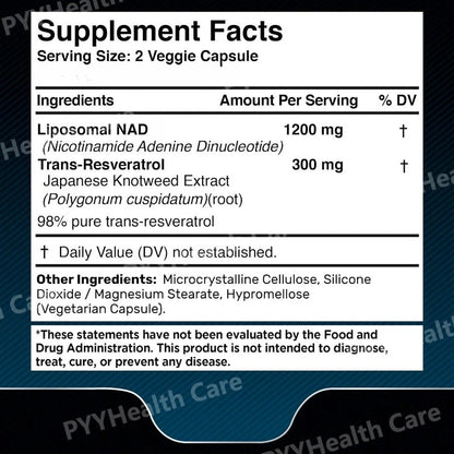 NAD Liposomal Supplement with Resveratrol Supports Healthy Metabolism Enhanced Energy & Cellular Support
