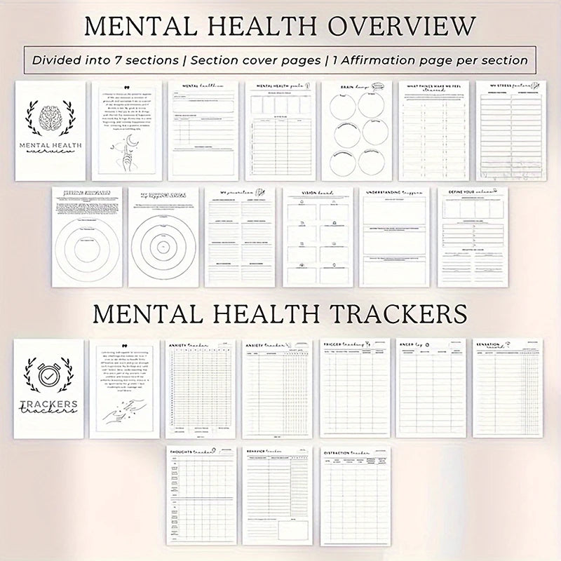 Mental Health Journal Anxiety & Guided Journal Self Care Journal To Practice Positive Thinking ADHD Planner With Mood Tracker -