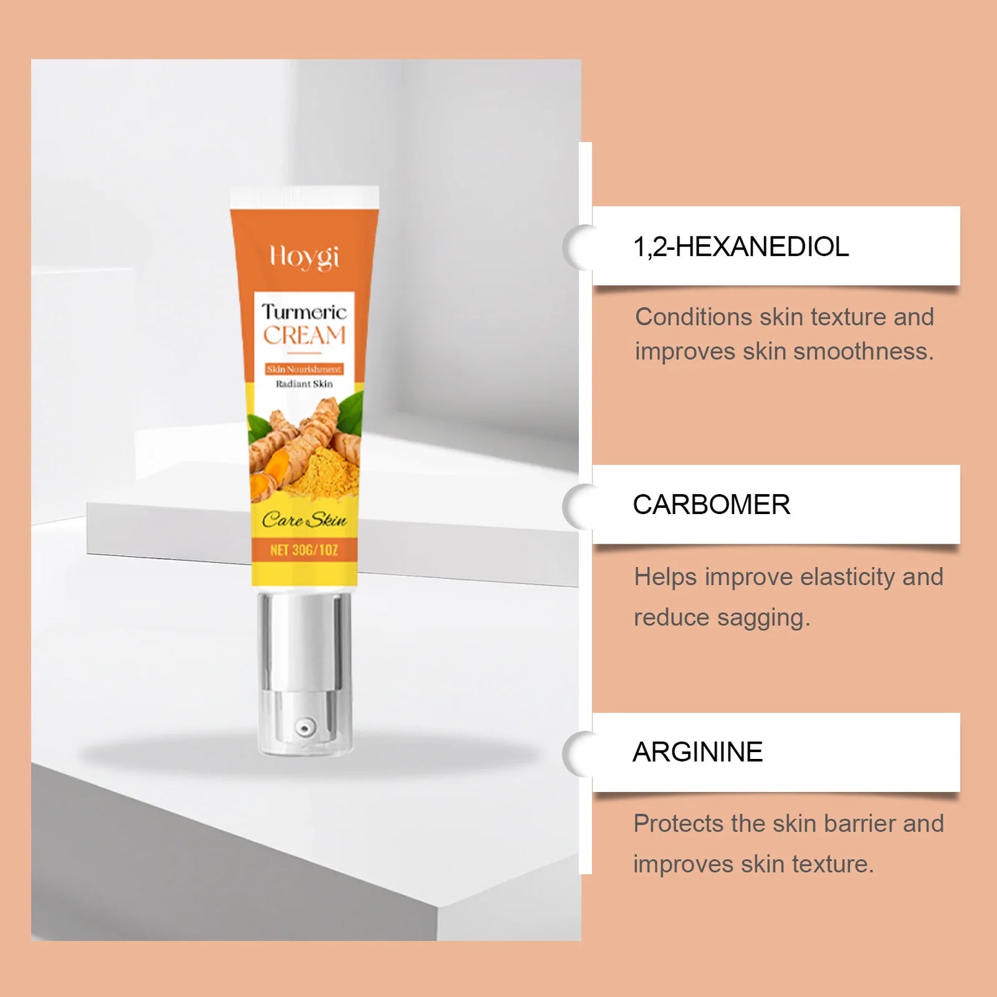 Turmeric Brightening Skincare Set Turmeric Cream & Facial Cleanser Reduces Dullness Moisturizing Soothing Anti-Wrinkle Skin Care
