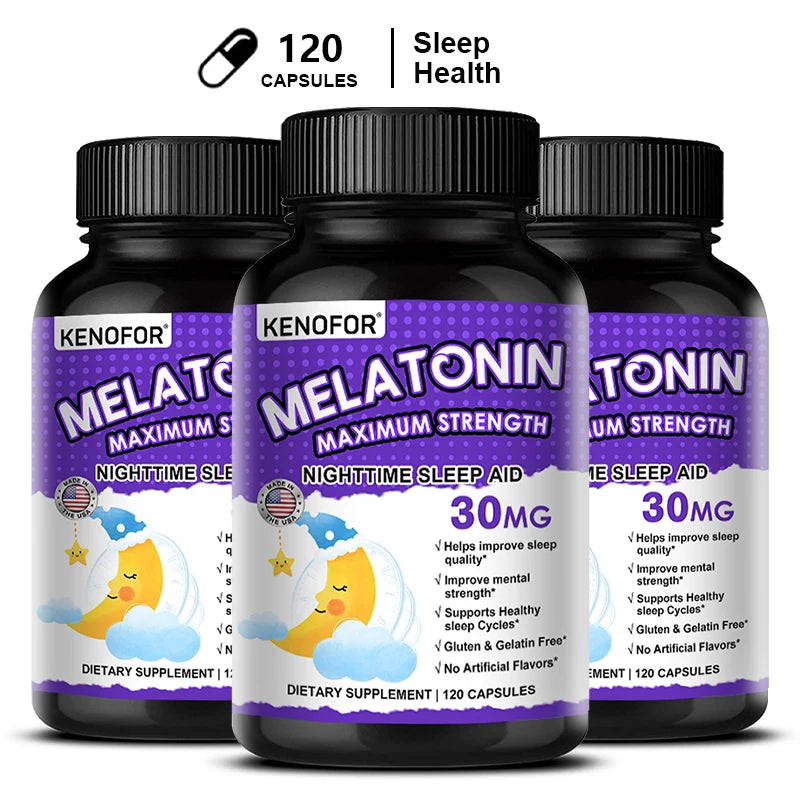 Melatonin Capsules 30mg - Promote Falling Asleep Quickly, Calm The Mind, Natural Sleep Aid Supplement