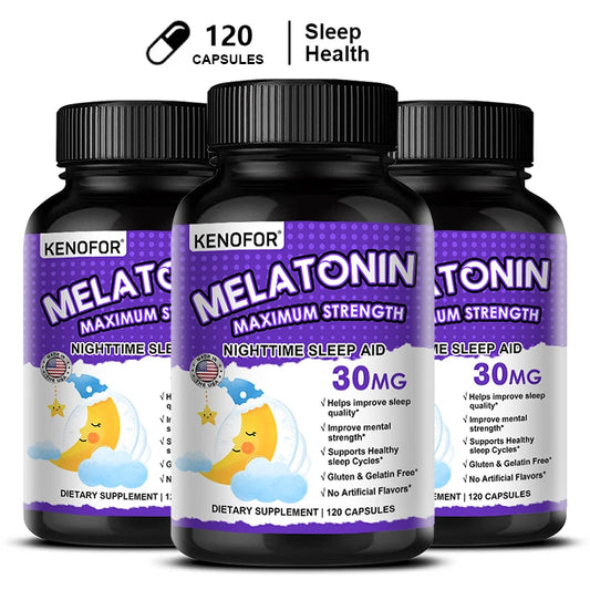 Melatonin Capsules 30mg - Promote Falling Asleep Quickly, Calm The Mind, Natural Sleep Aid Supplement