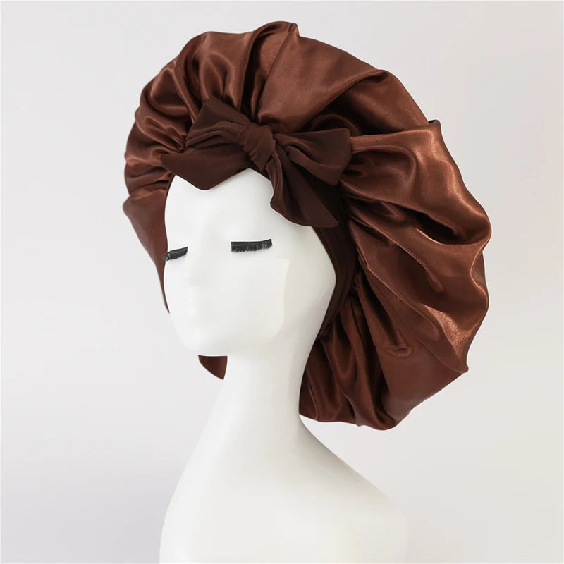 Bonnets Silk Satin Hat Hair Night Satin Bonnet Satin Hat To Sleep Bonnets for Women Cap Beanie Curly Braid Hair DM04