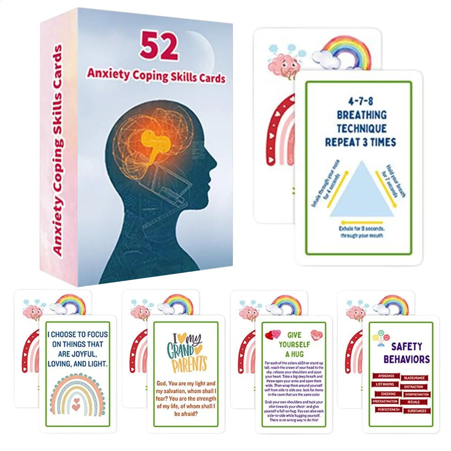 52pcs/set Emotional Intelligence Cards Double-Sided Mental Health Flash Cards Therapy Tools For Anxiety, Mindfulness & Social