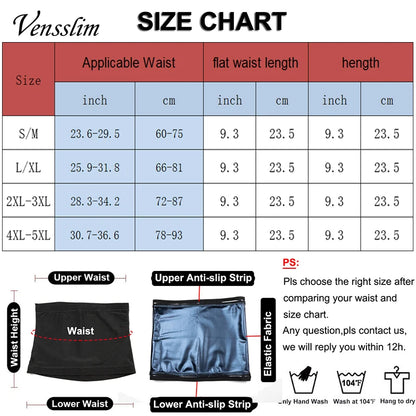 Vensslim Waist Trainer for Men Sauna Belt Slimming Belt Waist Trimmer Sweat Workout Body Shaper Fitness Faja Slim Shapewear