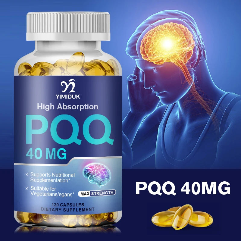 PQQ Capsules Supplement 40 mg - Mitochondrial Biogenesis & Metabolism - Supports Brain, Heart Health & Cognitive Function