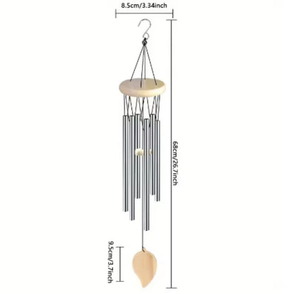 Wind Chimes - Aluminum Alloy, 6/12 Tubes, Gold/Silver, Clear Sound, with Hook for Home/Outdoor Wedding Party Memorial Decoration