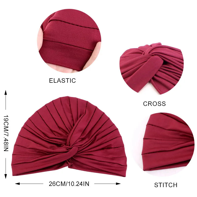New Women Soft Elastic Ramadan Muslim Hijab Caps Fashion Women's Headscarf Solid Color Hair Care Turban Bonnet Chemotherapy Cap