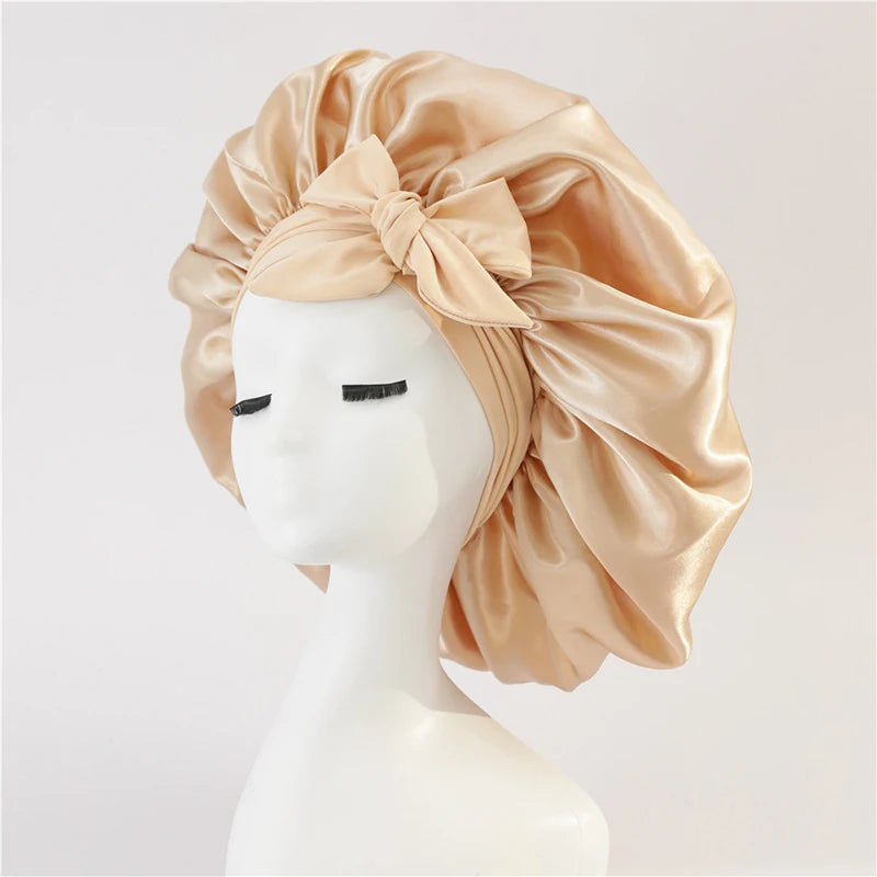 Bonnets Silk Satin Hat Hair Night Satin Bonnet Satin Hat To Sleep Bonnets for Women Cap Beanie Curly Braid Hair DM04