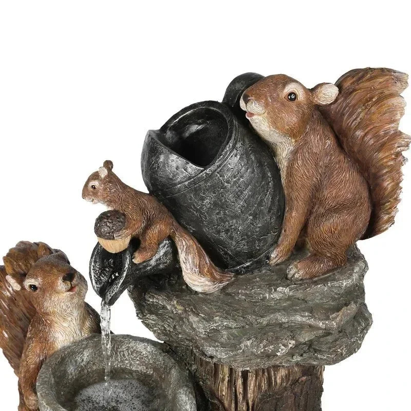 Yard Decor Outdoor For Power Simulation Statue Figurine Landscape Animal Squirrel Fountain Solar Decoration Garden Resin Duck