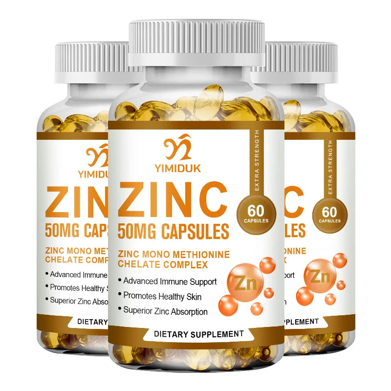 Zinc 50mg, High Potency Supplement - Immune Support System from Natural Zinc (Oxide/Citrate) 120 Capsules