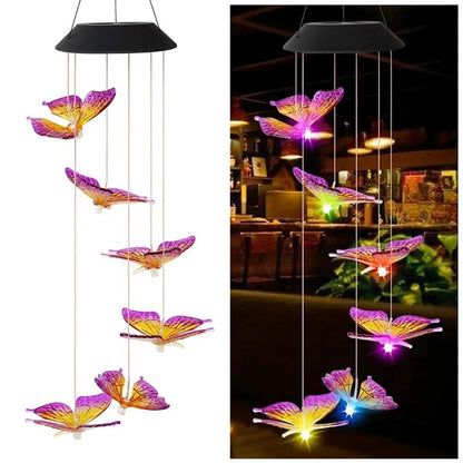 Household Wind Chimes Solar Power Generation for Courtyard and Outdoor Decoration Wind Chimes and Pendants Butterfly Wind Chime