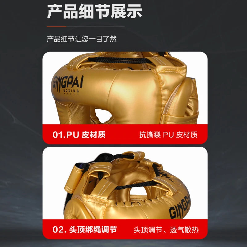 Boxing Headgear for Men Women Muay Thai MMA KickBoxing Safety Head Guard Sparring Closed Type Head gear with Full Face Coverage
