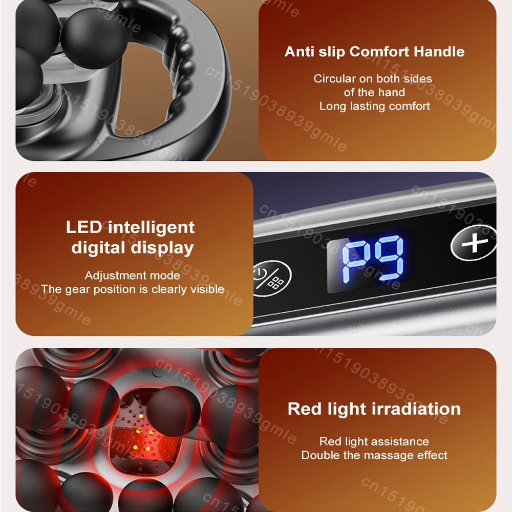 22 Heads Electric Massager High Frequency Vibration Fascia Gun Body Relax Shaping Fitness Tool Arm Leg Back Red Light Massage