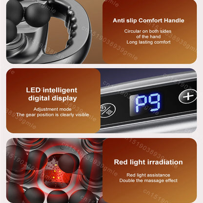 22 Heads Electric Massager High Frequency Vibration Fascia Gun Body Relax Shaping Fitness Tool Arm Leg Back Red Light Massage