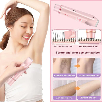 Electric Razors for Women 2in1 Bikini Trimmer Facial Mustache Shavers for Ladies Body Underarms Legs Portable Painless Epilator