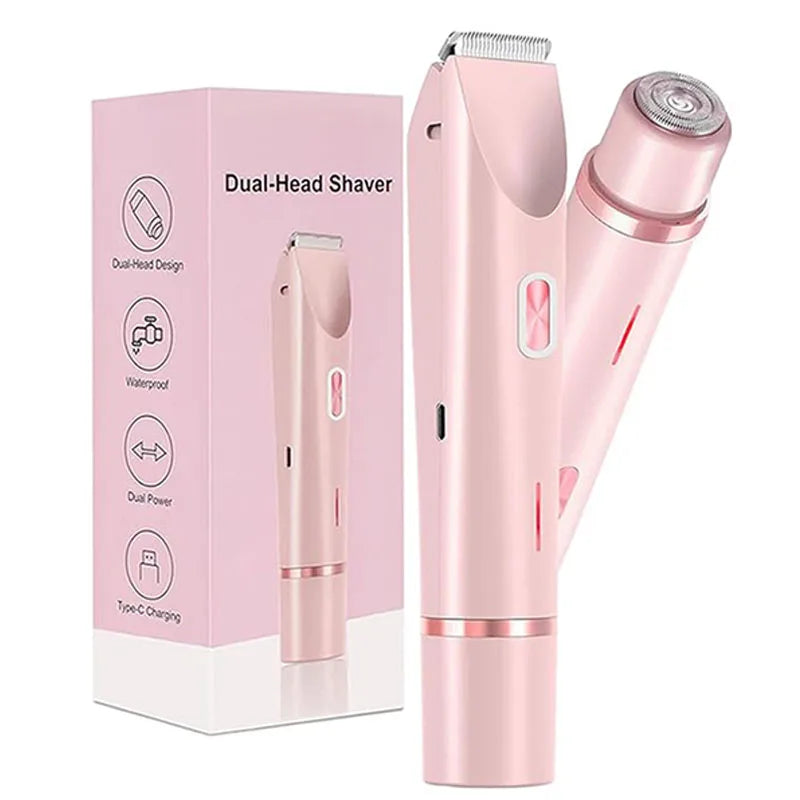 Electric Razors for Women 2in1 Bikini Trimmer Facial Mustache Shavers for Ladies Body Underarms Legs Portable Painless Epilator