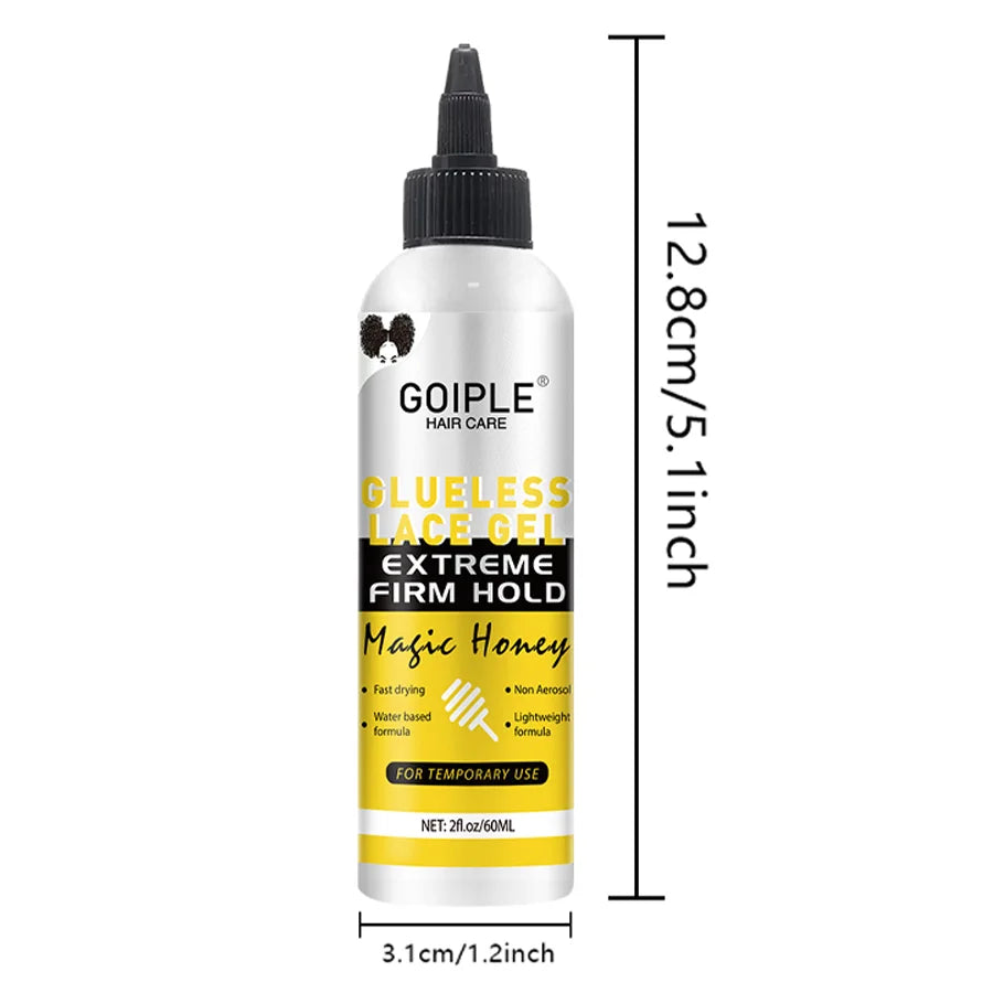 GOIPLE 2fl.oz Washable Glue Less Lace Gel Extreme Firm Hold Fast Drying Natural Wig Formula Adhesive for Temporary Use
