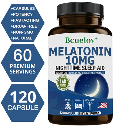 Melatonin 10mg - Anxiety Stress Relief Help Deep Sleep Save Help Insomnia Aiding Fall Asleep, Supports Natural Sleep Cycles