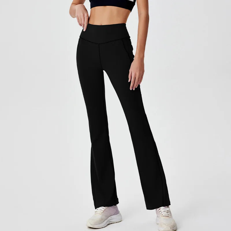 Sports Yoga Clothing Set High Stretch Colorblocking Bra Tank Top Flared Pants Trousers Fitness Clothing