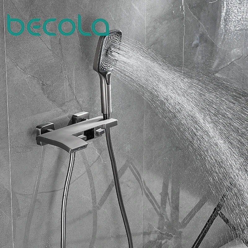 Becola bathroom shower set with intelligent digital display waterfall water outlet and handheld three types of water outlet