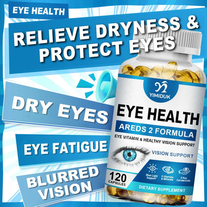 Yimiduk Eye Health Supplement, with Vitamins C & E, for Blood Vessels & Overall Ocular Wellness, Vision Sharpness, Gluten-Free