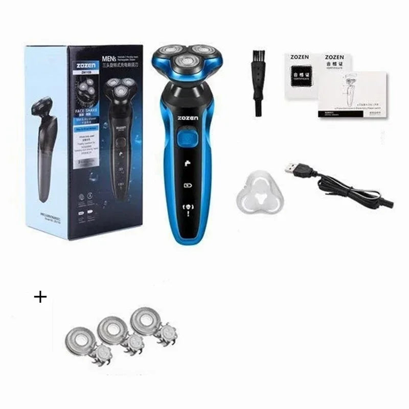 ZOZEN Electric Razor Electric Shaver Body Hair Cutting Shaving Machine for Men Clipper Rotary Beard Trimmer 100% Waterproof