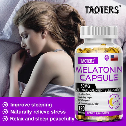 Melatonin Capsules 50mg - Promote Falling Asleep Quickly, Calm The Mind, Natural Sleep Aid Supplement