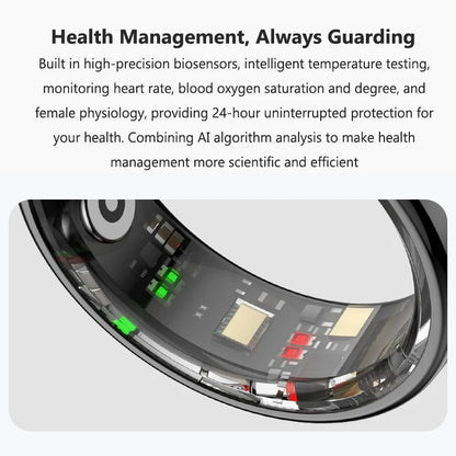 Smart Ring Health and Sleep Tracker Heart Rate Blood Oxygen Monitor Body Temperature Music/Video/Camera Control 5ATM Waterproof