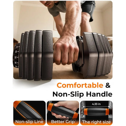 DB1 Quick Adjustable Dumbbell Set, 15-in-1 Weight Set Dumbbells 105lb/52.5lb with Storage Box, Quick Adjust Free, Customized