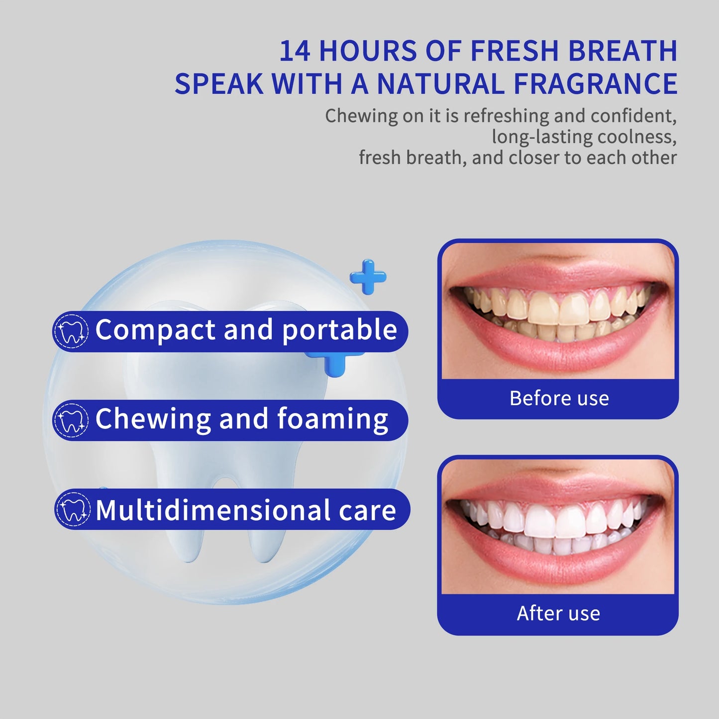 Probiotic tooth cleaning tablets 30/60/90 tablets/box with fresh breath for a long time, clean teeth and portable tooth care.