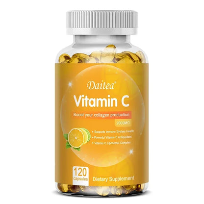 Vitamin C Capsules 2000 mg Rich In Antioxidant Helps Skin & nail and Hair Health  Immune System & Collagen Supplement