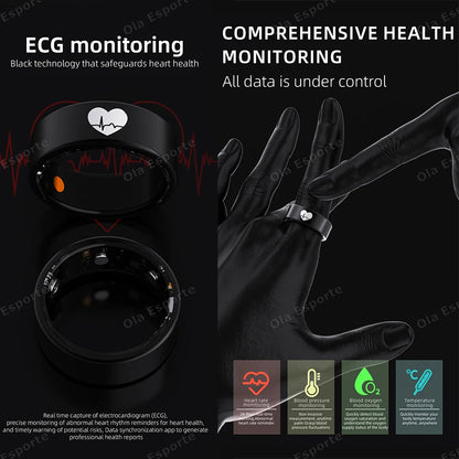 New R30 ECG Body Temperature Smart Health Ring Blood Pressure Sleep Monitoring Rings Waterproof Multiple Sport Modes Smart Ring