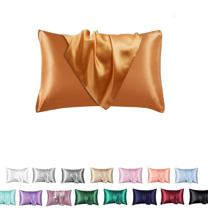 2pcs Satin Pillowcase for Skin and Hair, Satin Pillow Cases Set of 2 Soft Breathable Smooth Cooling Pillow Covers for Sleeping