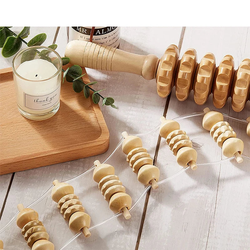 1/2pcs  Wooden Therapy Massage Tool Back Massager Roller Rope for Body Shaping Pain Relief Treatment
