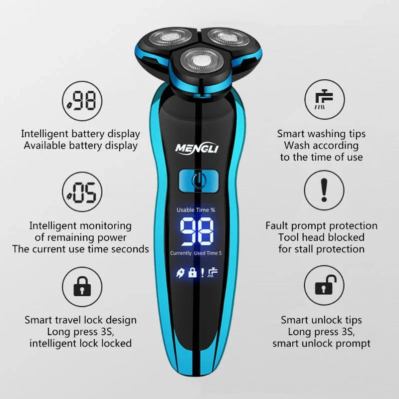 ZOZEN Electric Razor Electric Shaver Body Hair Cutting Shaving Machine for Men Clipper Rotary Beard Trimmer 100% Waterproof