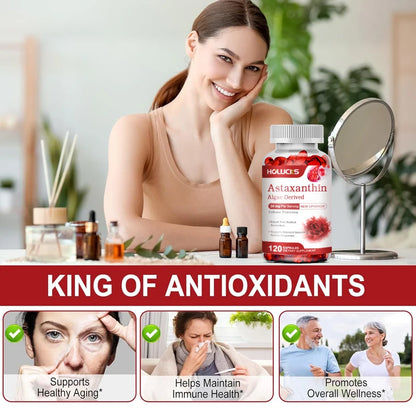 Premium Natural Astaxanthin Supplement, Support Blood Flow, Reduces Oxidative Stress & Healthy Cholesterol, Overall Vitality