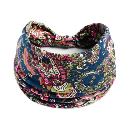 Boho Headbands Wide Knot Hair Scarf Floral Print Hairband Stretch Turban Headwrap Cotton Head Band Fashion Accessories for Women
