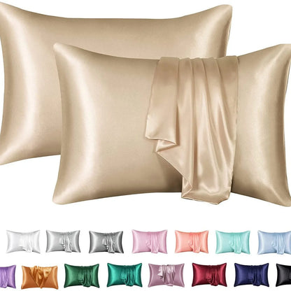 2pcs Satin Pillowcase for Skin and Hair, Satin Pillow Cases Set of 2 Soft Breathable Smooth Cooling Pillow Covers for Sleeping