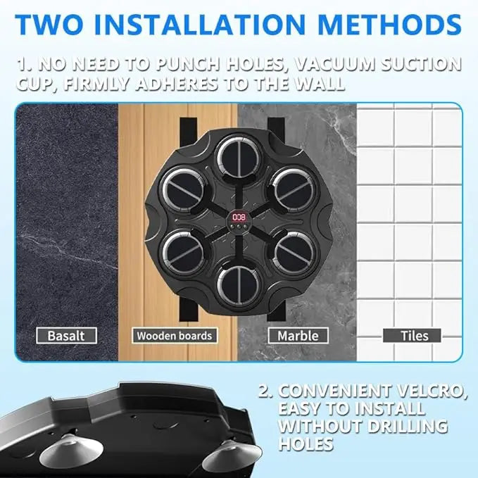 Music Boxing Machine Bluetooth Boxing Trainer Machine with Gloves Adjustable Speed Boxing Wall Mount for Kids Adult Office Home